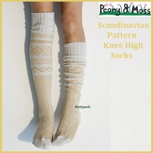 Peony and Moss Scandinavian Knee High Sock Boot Anthropologie Cozy Yoga Bed New